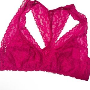 NWOT Victoria Secret Women’s Fuchsia Bralette Lace Up Racer Bra